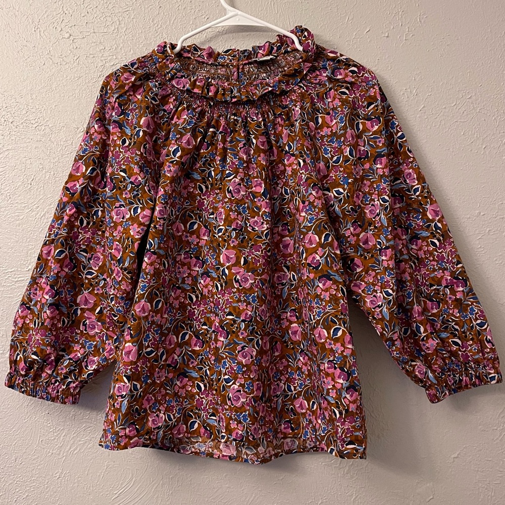 J Crew Smocked-neck Liberty Floral Top